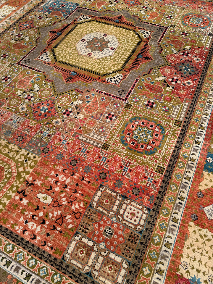 Oxidized Original Hand Woven Multi Wool Silk Carpet 301x432 13 Square Meters - 10x14 ft