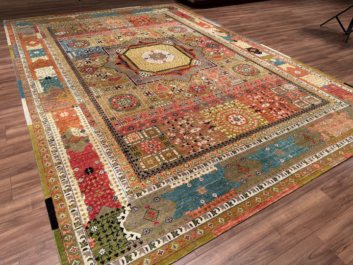 Oxidized Original Hand Woven Multi Wool Silk Carpet 301x432 13 Square Meters - 10x14 ft