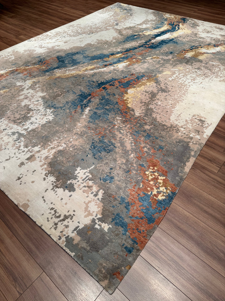 New Diamond Original Hand-Woven Gray Wool Bamboo Carpet 274x366 10.03 Square Meters - 9x12 ft