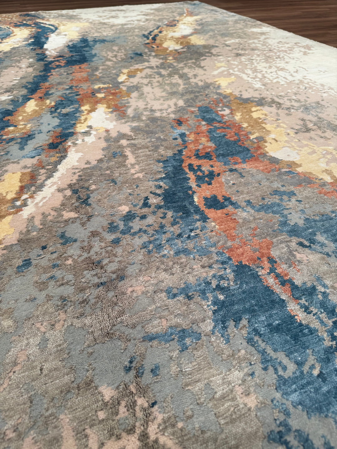 New Diamond Original Hand-Woven Gray Wool Bamboo Carpet 274x366 10.03 Square Meters - 9x12 ft