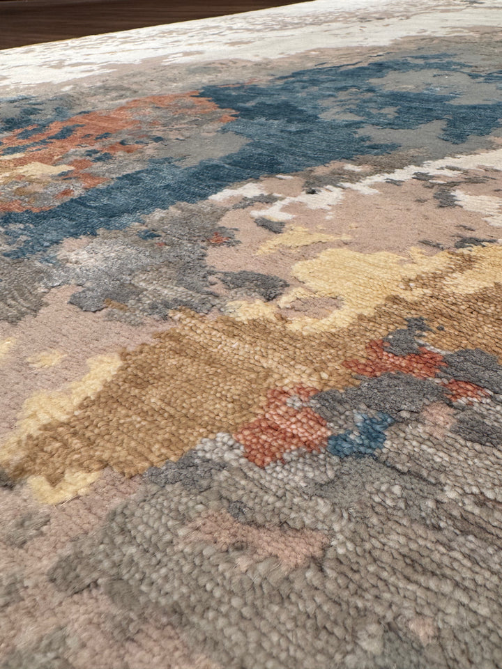 New Diamond Original Hand-Woven Gray Wool Bamboo Carpet 274x366 10.03 Square Meters - 9x12 ft