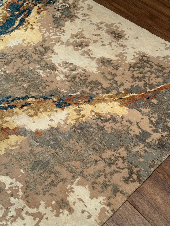 New Diamond Original Hand-Woven Gray Wool Bamboo Carpet 274x366 10.03 Square Meters - 9x12 ft