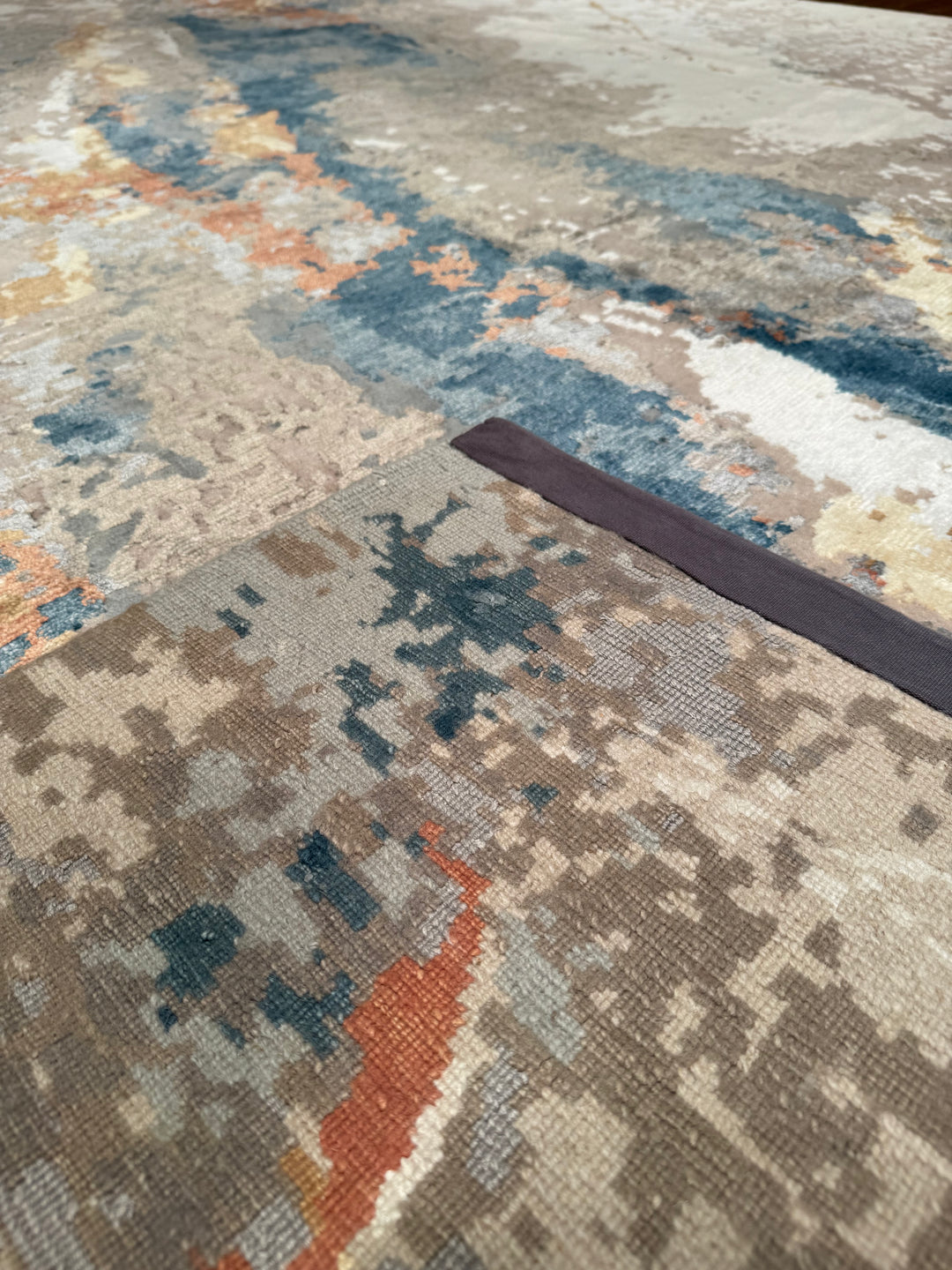 New Diamond Original Hand-Woven Gray Wool Bamboo Carpet 274x366 10.03 Square Meters - 9x12 ft