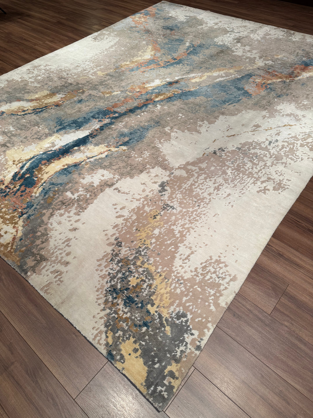 New Diamond Original Hand-Woven Gray Wool Bamboo Carpet 274x366 10.03 Square Meters - 9x12 ft