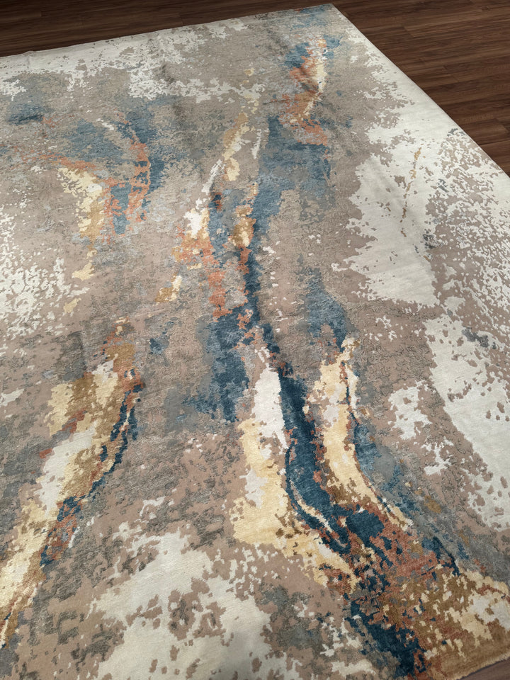 New Diamond Original Hand-Woven Gray Wool Bamboo Carpet 274x366 10.03 Square Meters - 9x12 ft