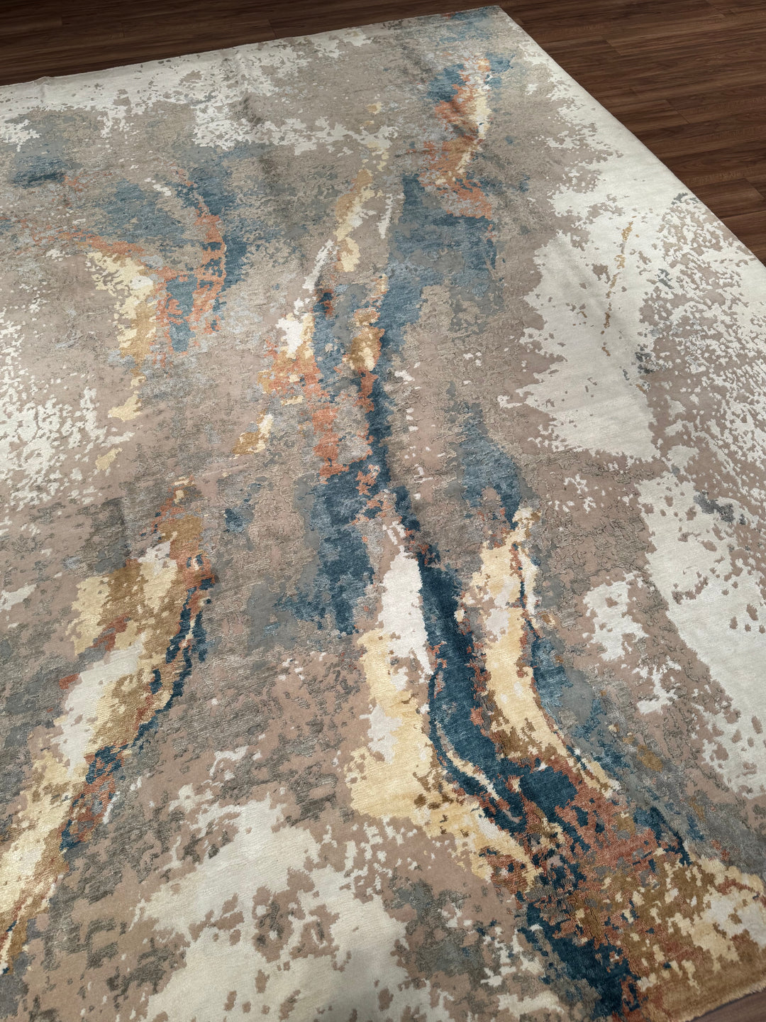 New Diamond Original Hand-Woven Gray Wool Bamboo Carpet 274x366 10.03 Square Meters - 9x12 ft