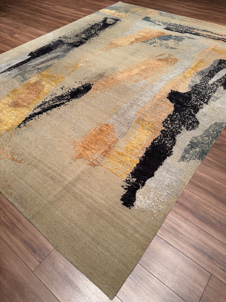 New Diamond Original Hand-Woven Gray Wool Bamboo Carpet 278x368 10.23 Square Meters - 9x12 ft