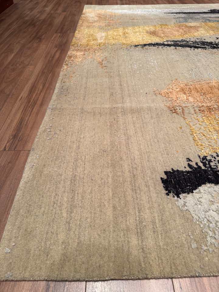 New Diamond Original Hand-Woven Gray Wool Bamboo Carpet 278x368 10.23 Square Meters - 9x12 ft