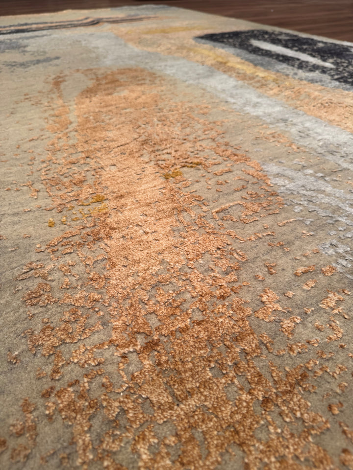 New Diamond Original Hand-Woven Gray Wool Bamboo Carpet 278x368 10.23 Square Meters - 9x12 ft