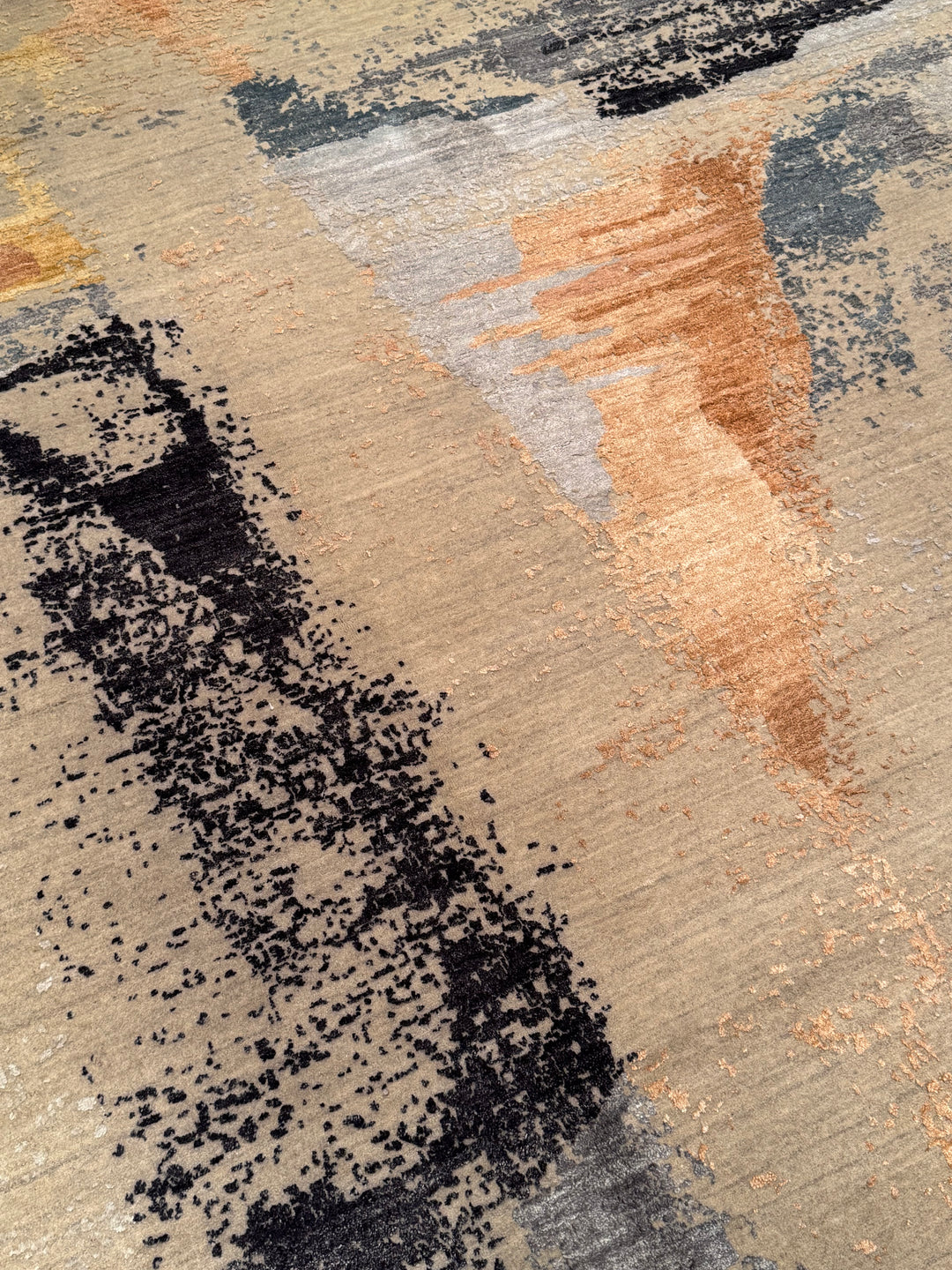 New Diamond Original Hand-Woven Gray Wool Bamboo Carpet 278x368 10.23 Square Meters - 9x12 ft