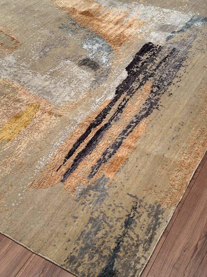 New Diamond Original Hand-Woven Gray Wool Bamboo Carpet 278x368 10.23 Square Meters - 9x12 ft