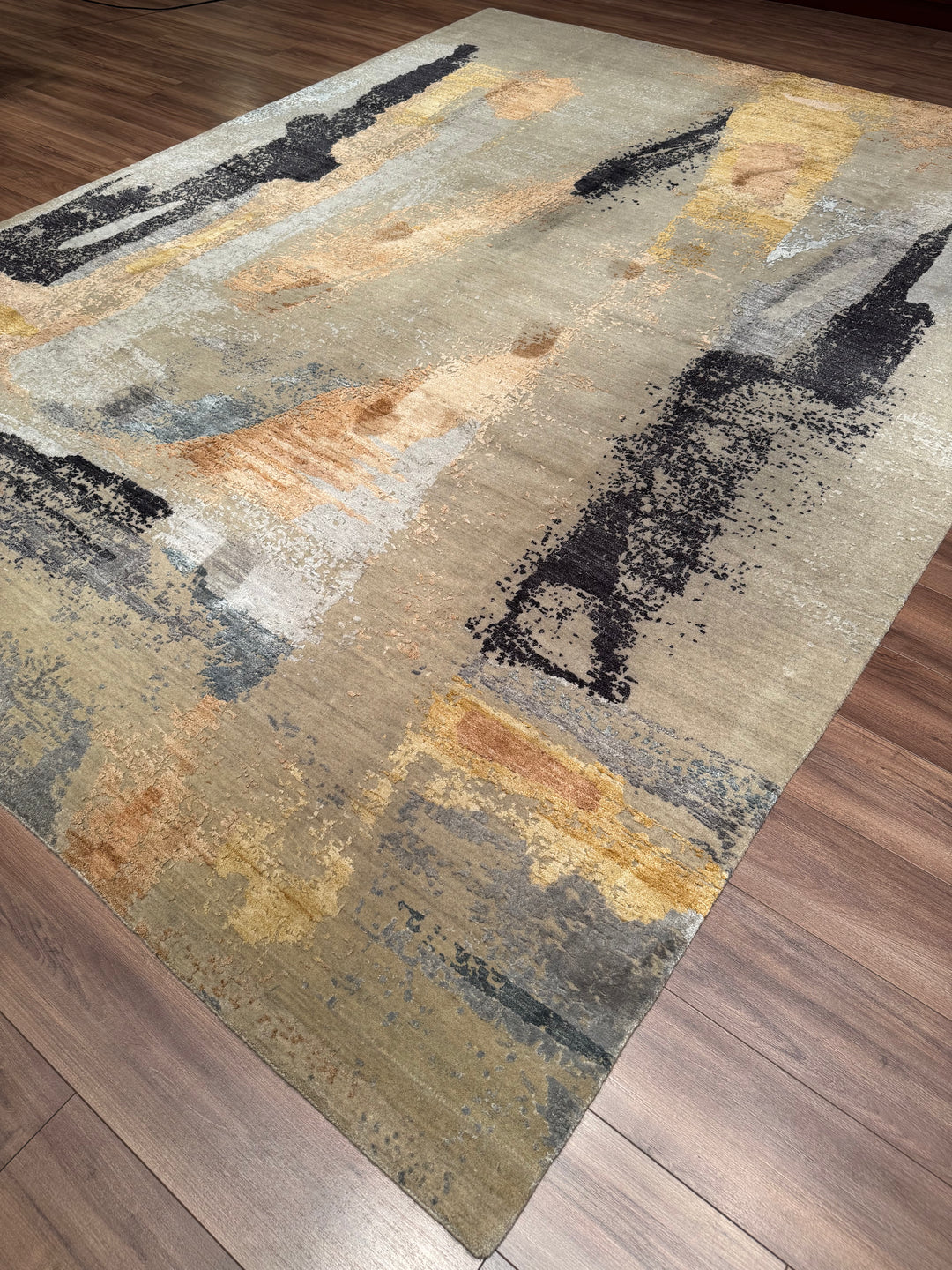 New Diamond Original Hand-Woven Gray Wool Bamboo Carpet 278x368 10.23 Square Meters - 9x12 ft