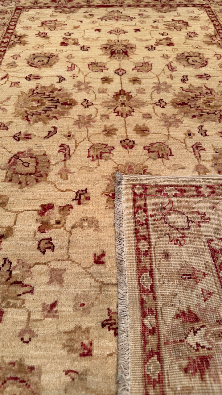 Uşak Original Hand Woven Beige Red Vegetable Dyed Wool Carpet 103x157 1.62 Square Meters - 3x5 ft