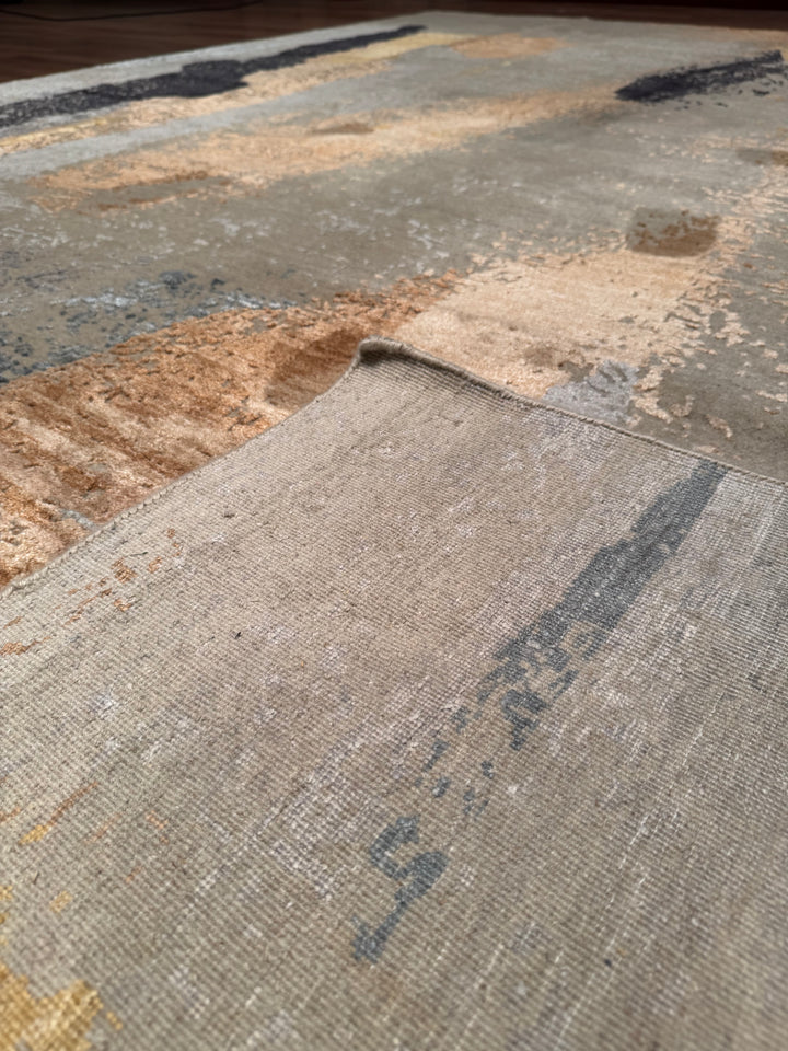 New Diamond Original Hand-Woven Gray Wool Bamboo Carpet 278x368 10.23 Square Meters - 9x12 ft