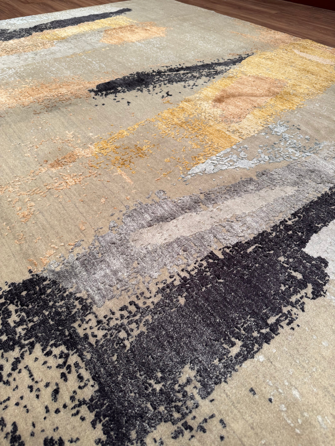 New Diamond Original Hand-Woven Gray Wool Bamboo Carpet 278x368 10.23 Square Meters - 9x12 ft