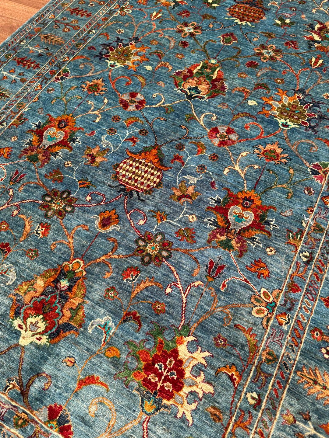 Sultani Binbirgece Original Hand-Woven Blue Vegetable Dyed Wool Carpet 169x247 4.17 Square Meters - 6x8 ft