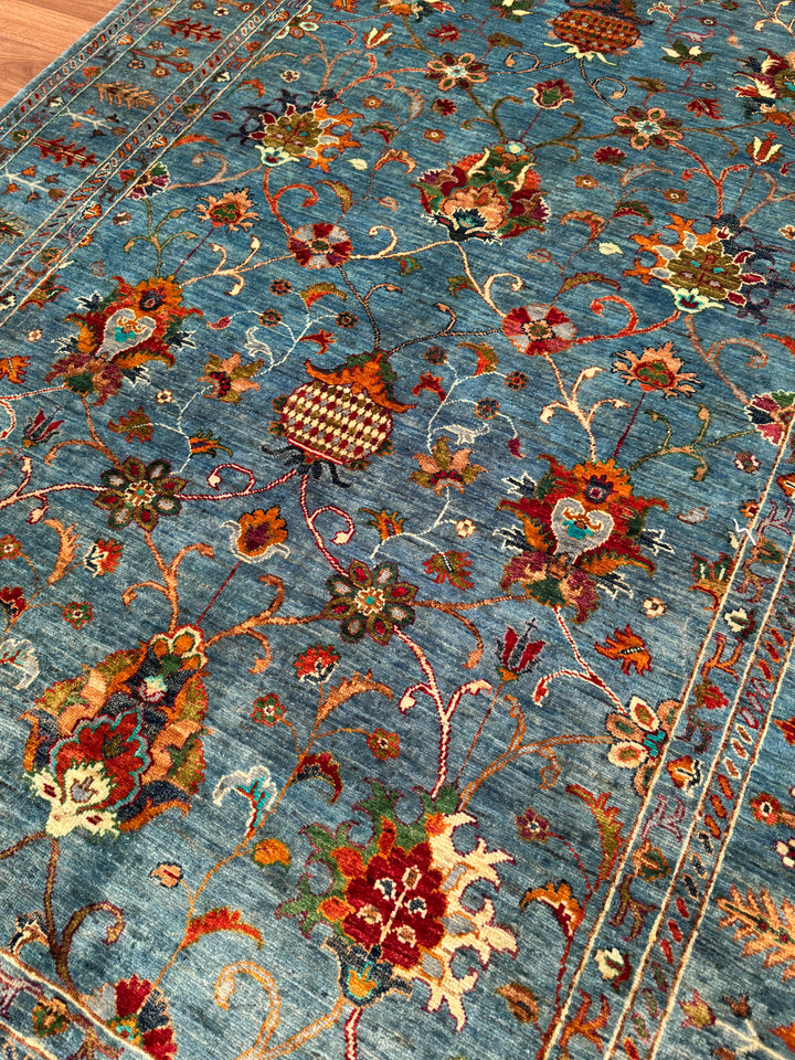 Sultani Binbirgece Original Hand-Woven Blue Vegetable Dyed Wool Carpet 169x247 4.17 Square Meters - 6x8 ft