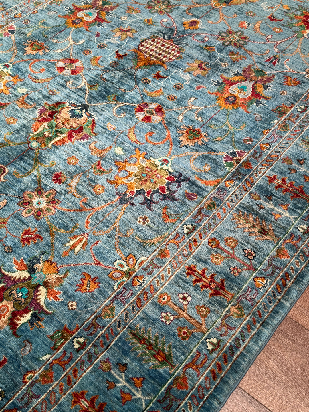 Sultani Binbirgece Original Hand-Woven Blue Vegetable Dyed Wool Carpet 169x247 4.17 Square Meters - 6x8 ft