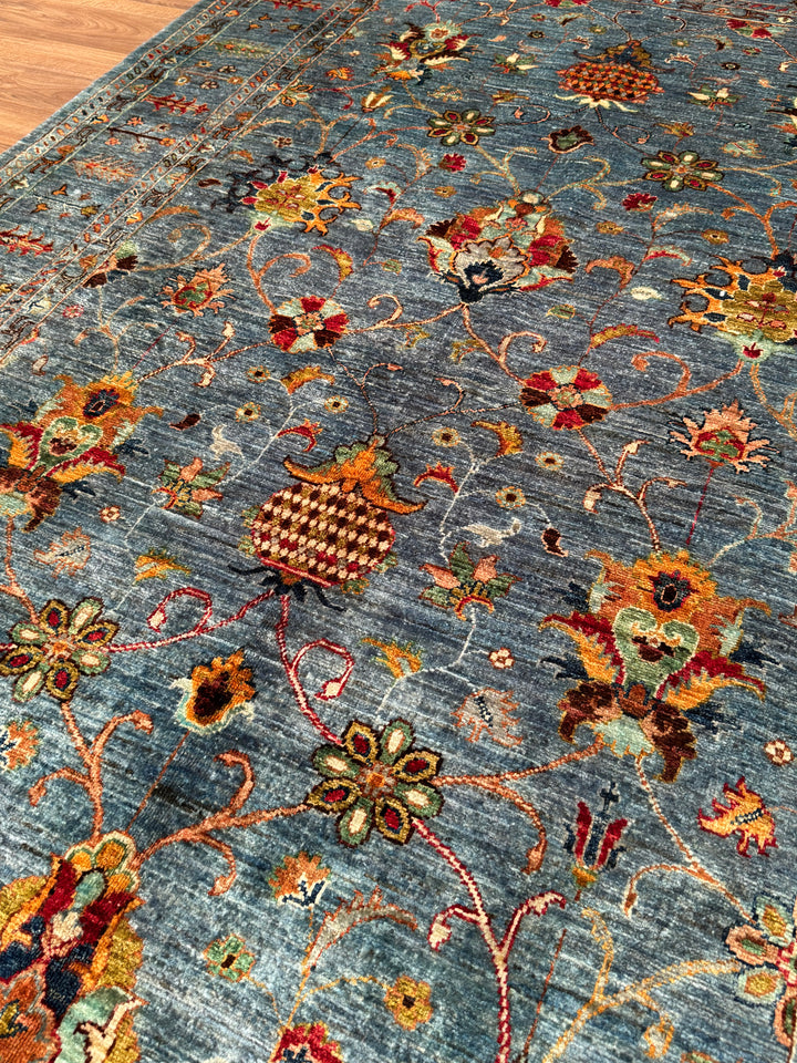 سجادة سلطاني بينبيرجيسي الأصلية المصنوعة يدويًا من الصوف المصبوغ باللون الأزرق 171 × 273 سم، 4.67 متر مربع - 6 × 8 قدم 