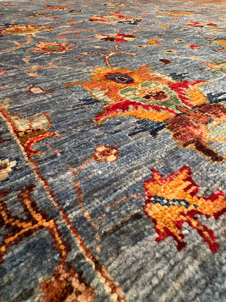 سجادة سلطاني بينبيرجيسي الأصلية المصنوعة يدويًا من الصوف المصبوغ باللون الأزرق 171 × 273 سم، 4.67 متر مربع - 6 × 8 قدم 