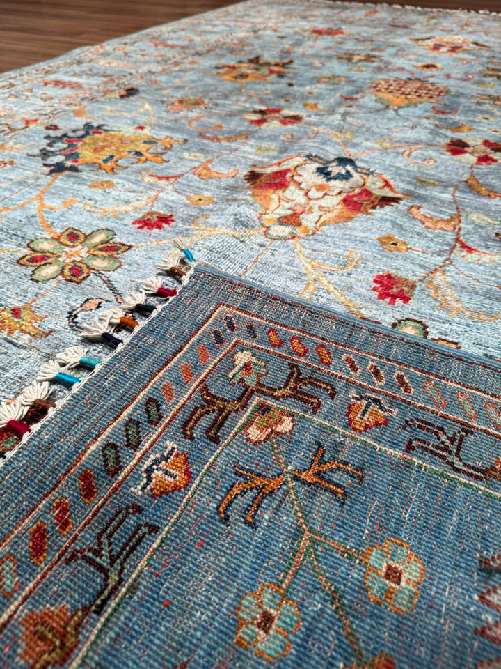 سجادة سلطاني بينبيرجيسي الأصلية المصنوعة يدويًا من الصوف المصبوغ باللون الأزرق 171 × 273 سم، 4.67 متر مربع - 6 × 8 قدم 