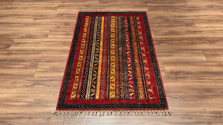 Shawl Original Hand Woven Multi Vegetable Dyed Wool Carpet 101x152 1.54 Square Meters - 3x5 ft