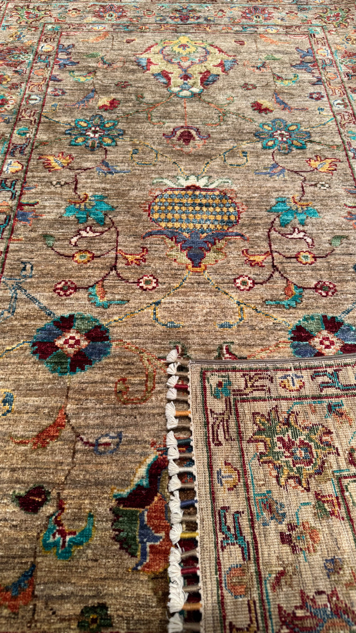 Sultani Binbirgece Original Hand Woven Beige Vegetable Dyed Wool Carpet 0.97x144 1 Square Meter - 3x5 ft