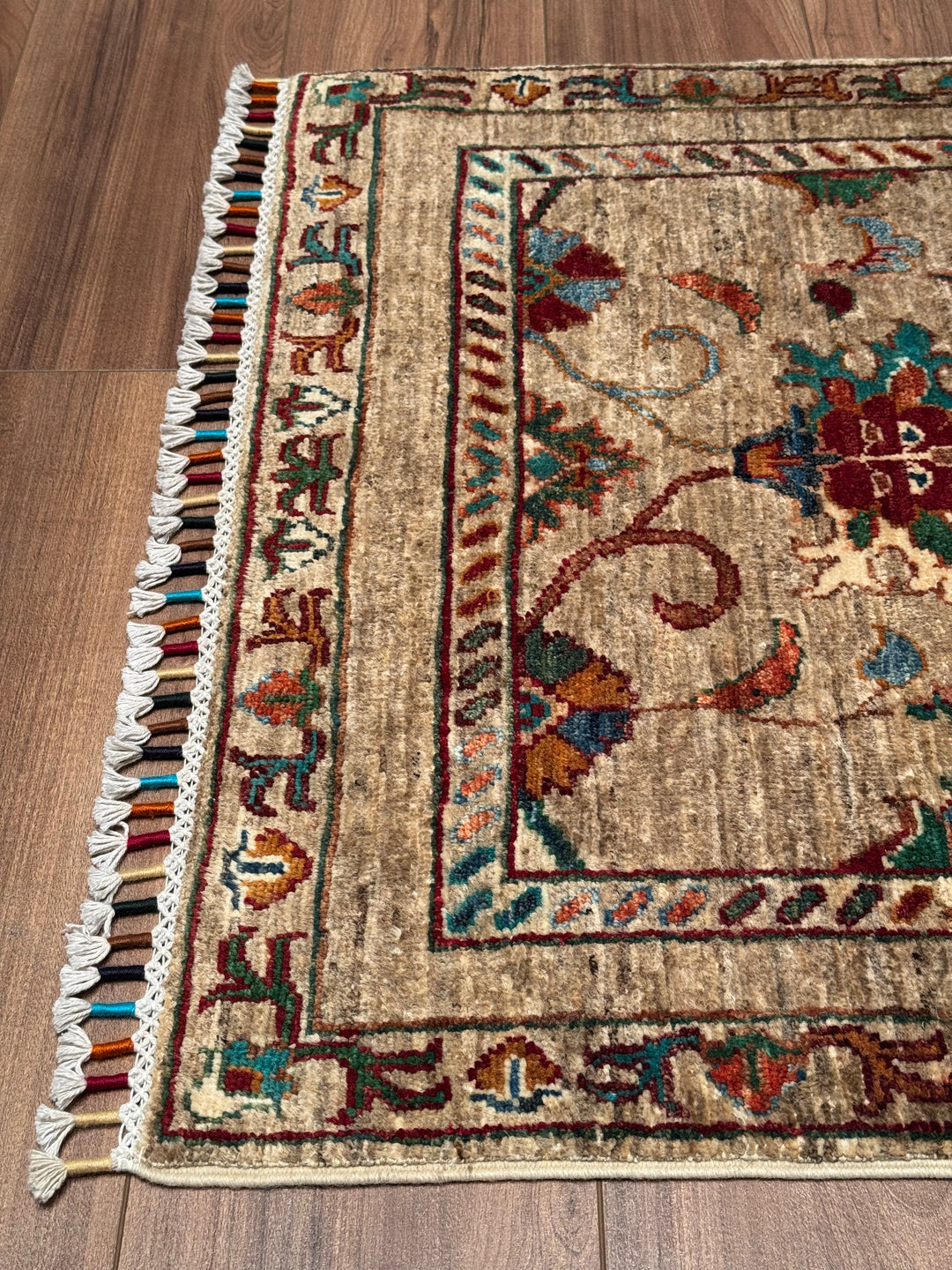 Sultani Binbirgece Yolluk Orijinal El Dokuması Bej Kök Boya Yün Halı 0.83x286 2.37 Metrekare - 3x10 ft