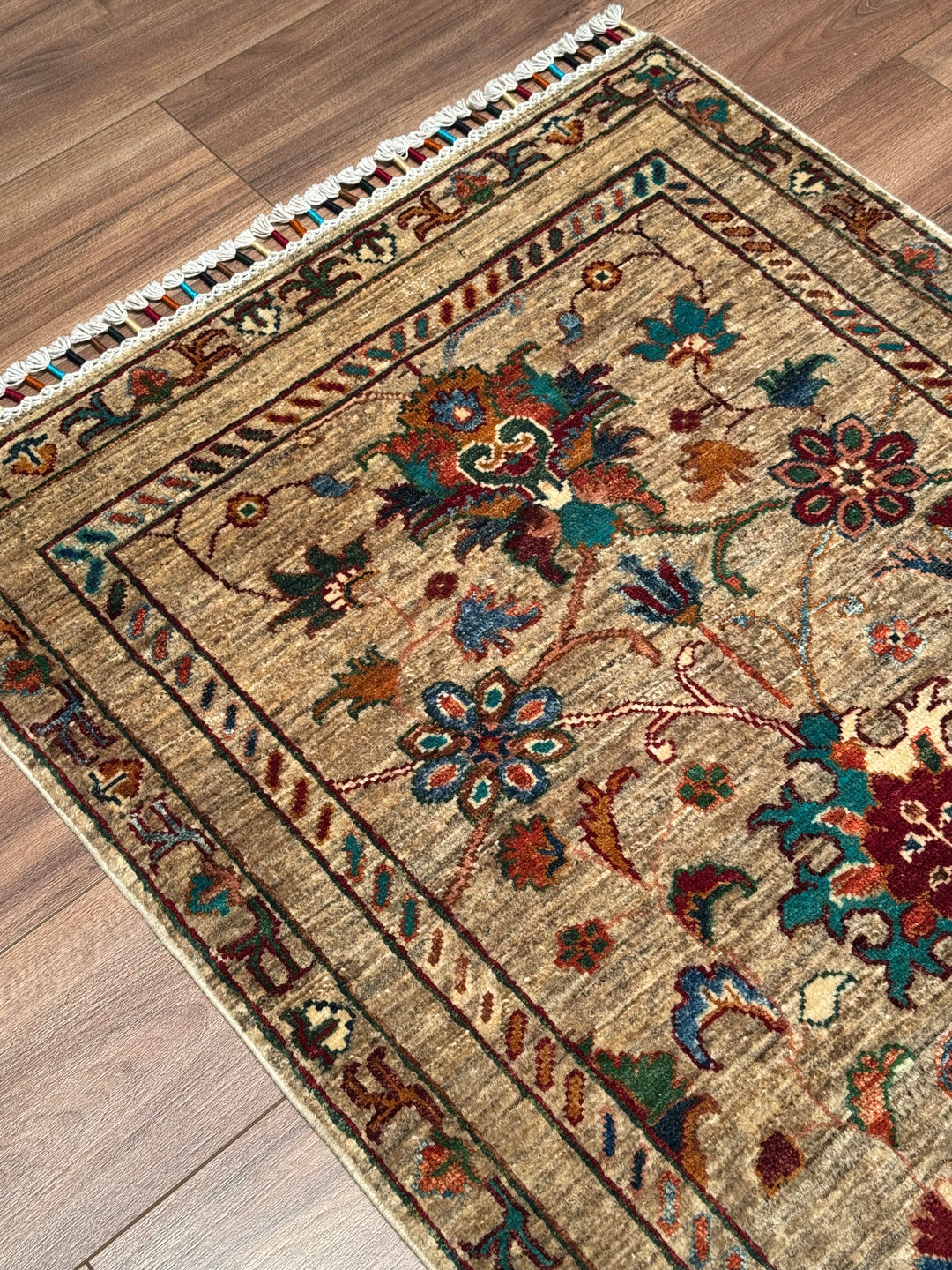 Sultani Binbirgece Yolluk Orijinal El Dokuması Bej Kök Boya Yün Halı 0.83x286 2.37 Metrekare - 3x10 ft