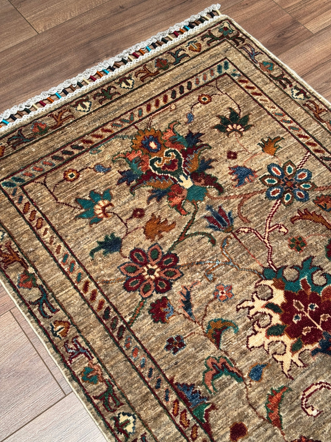 Sultani Binbirgece Yolluk Orijinal El Dokuması Bej Kök Boya Yün Halı 0.79x285 2.25 Metrekare - 3x10 ft