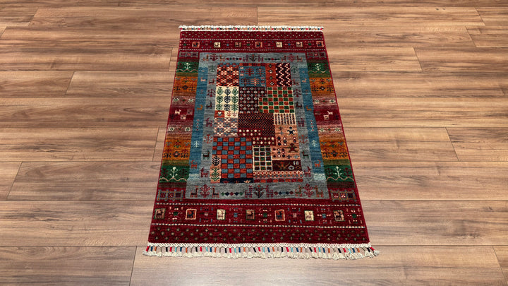 Khorjin Original Hand Woven Multi Vegetable Dyed Wool Carpet 0.85x129 1.10 Square Meters - 3x5 ft