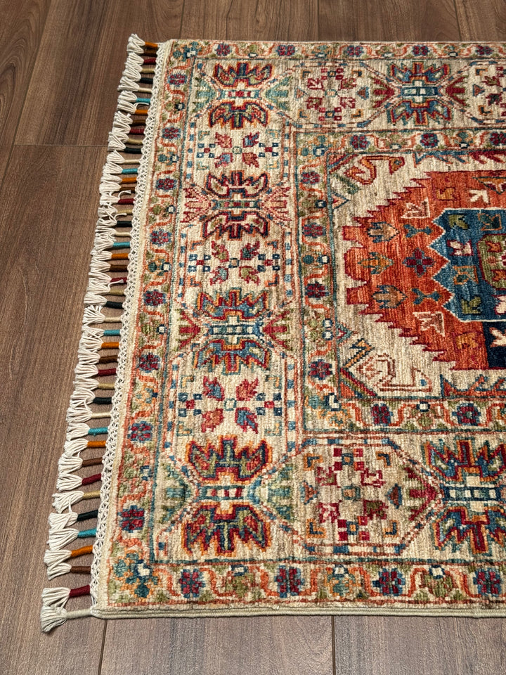 Veziri Orijinal El Dokuması Yolluk Bej Kök Boya Yün Halı 0.79x308 2.43 Metrekare - 3x10 ft