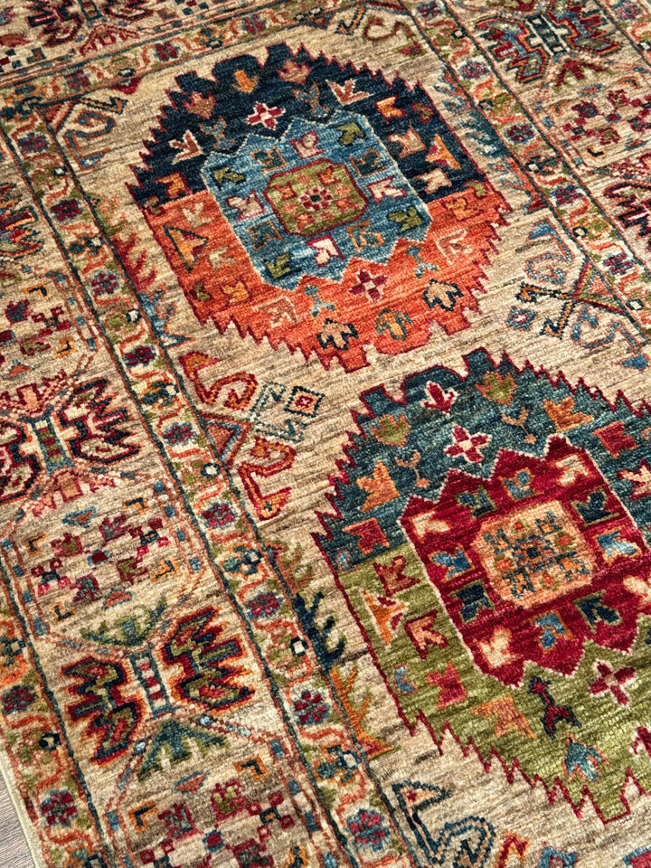 Veziri Orijinal El Dokuması Yolluk Bej Kök Boya Yün Halı 0.79x308 2.43 Metrekare - 3x10 ft