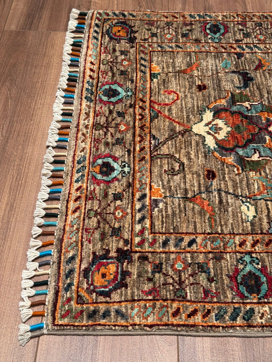 Sultani Binbirgece Yolluk Orijinal El Dokuması Bej Kök Boya Yün Halı 0.82x257 2.11 Metrekare - 3x8 ft