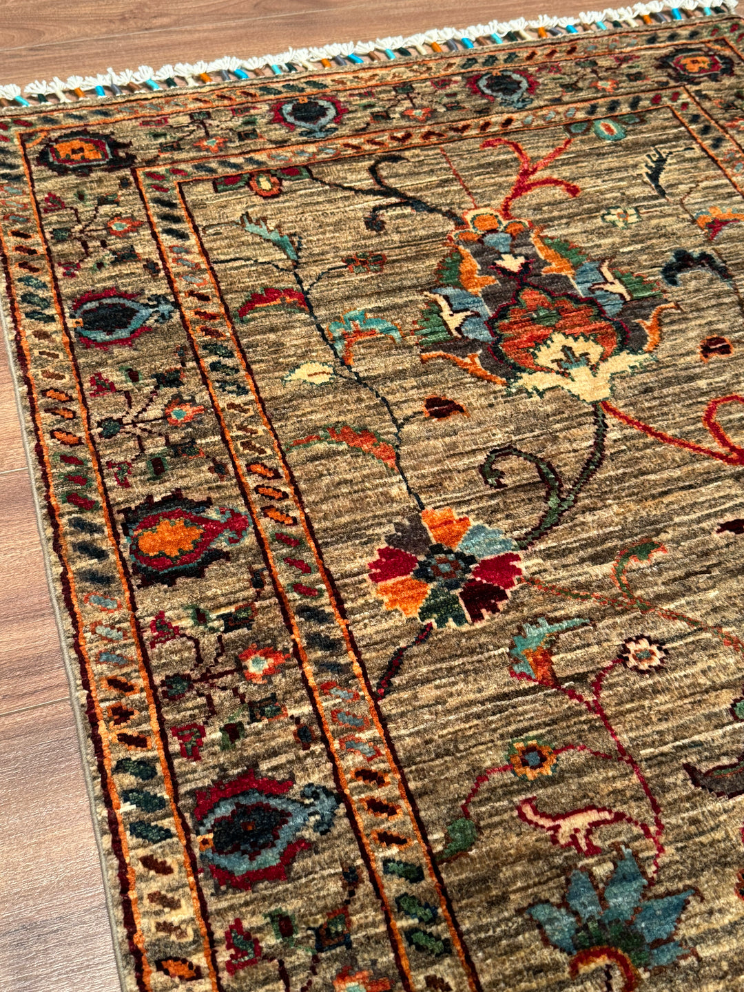 Sultani Binbirgece Yolluk Orijinal El Dokuması Bej Kök Boya Yün Halı 0.82x257 2.11 Metrekare - 3x8 ft