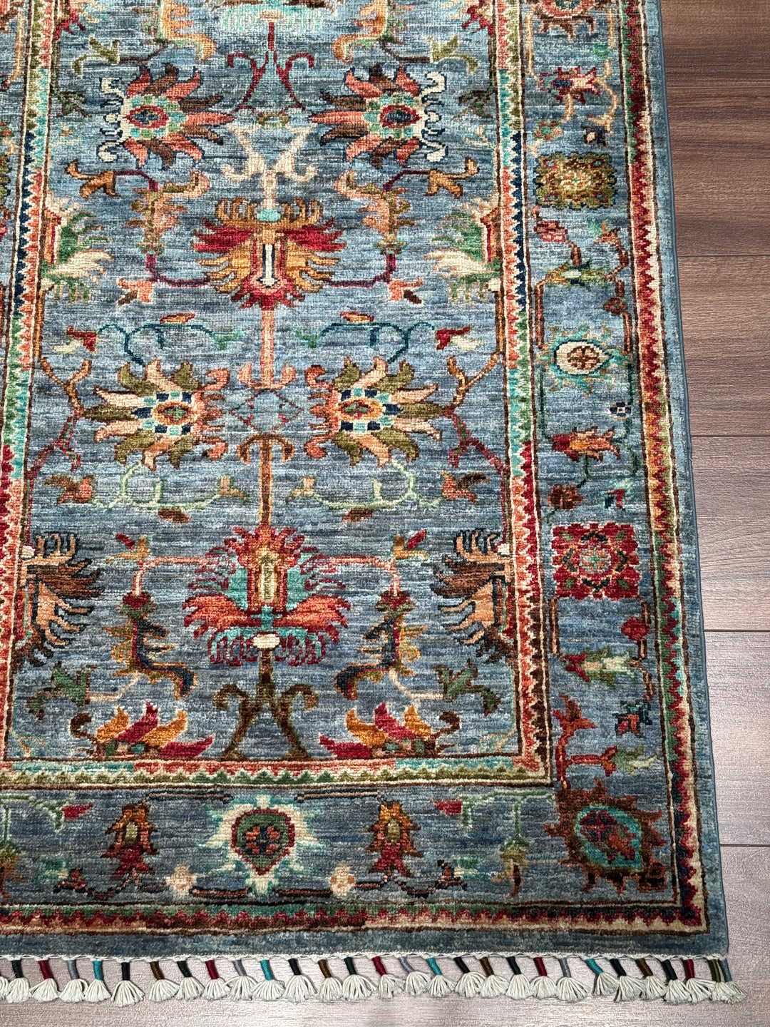 Sultani Binbirgece Yolluk Orijinal El Dokuması Mavi Kök Boya Yün Halı 0.80x254 2.03 Metrekare - 3x8 ft