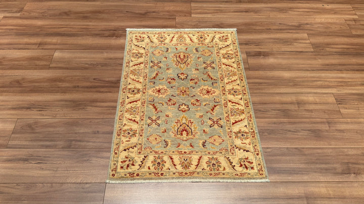 Uşak Original Hand Woven Cream Grey Vegetable Dyed Wool Carpet 0.84x117 0.98 Square Meters - 3x5 ft