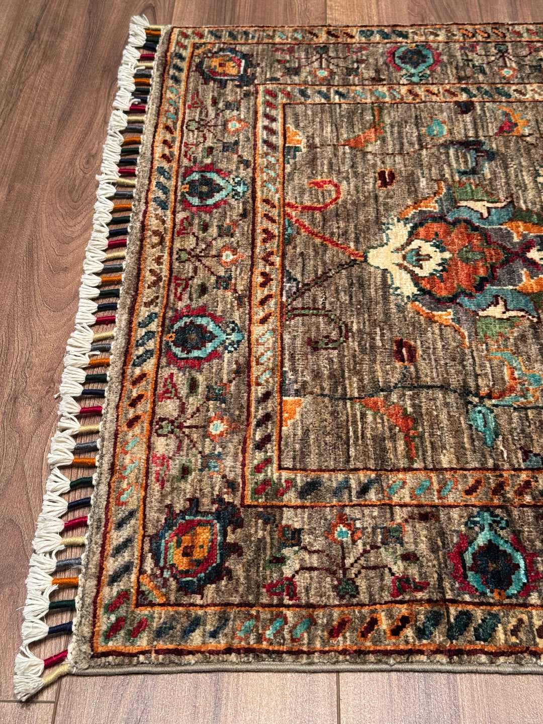 Sultani Binbirgece Yolluk Orijinal El Dokuması Bej Kök Boya Yün Halı 0.83x255 2.12 Metrekare - 3x8 ft