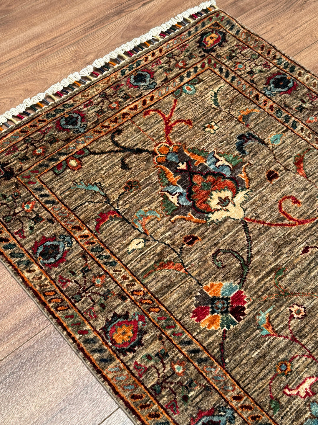 Sultani Binbirgece Yolluk Orijinal El Dokuması Bej Kök Boya Yün Halı 0.83x255 2.12 Metrekare - 3x8 ft