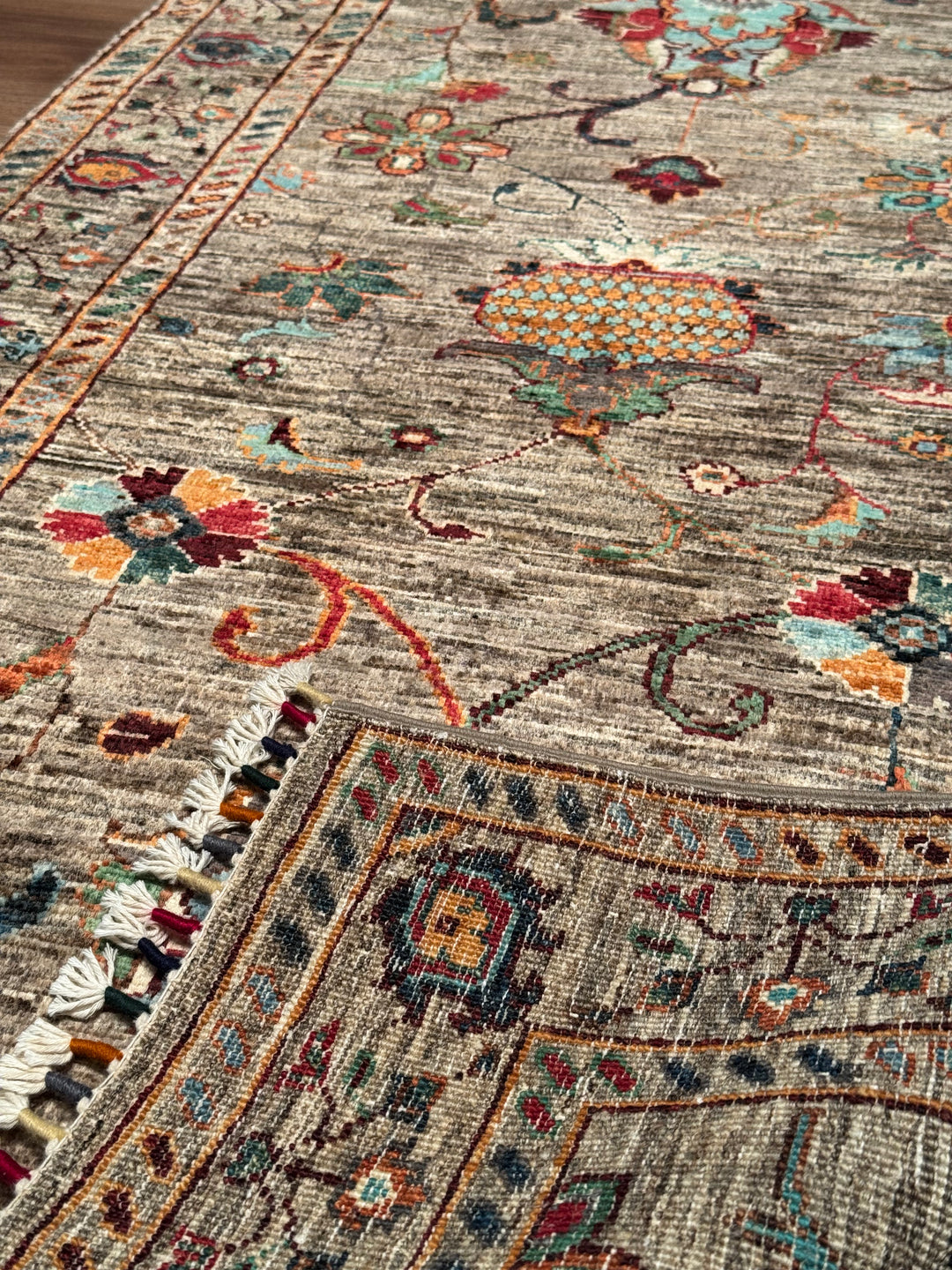 Sultani Binbirgece Yolluk Orijinal El Dokuması Bej Kök Boya Yün Halı 0.83x255 2.12 Metrekare - 3x8 ft