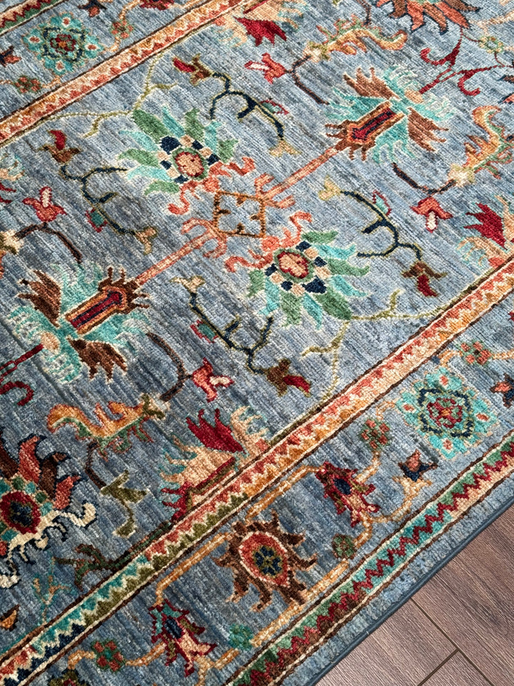 Sultani Binbirgece Yolluk Orijinal El Dokuması Mavi Kök Boya Yün Halı 0.80x254 2.03 Metrekare - 3x8 ft