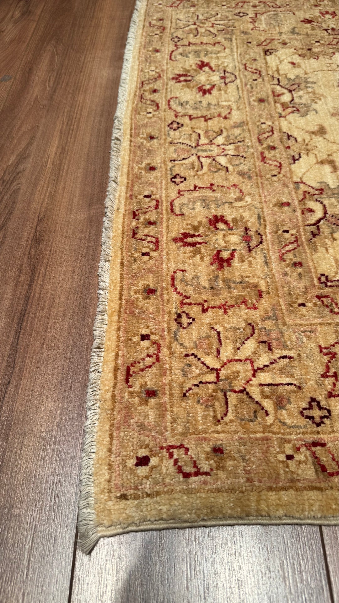 Uşak Original Hand Woven Cream Vegetable Dyed Wool Carpet 0.97x165 1.60 Square Meters - 3x5 ft