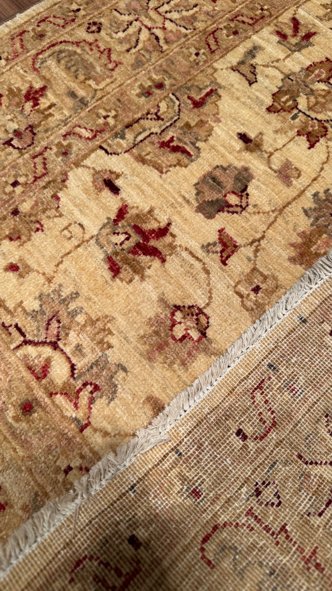 Uşak Original Hand Woven Cream Vegetable Dyed Wool Carpet 0.97x165 1.60 Square Meters - 3x5 ft