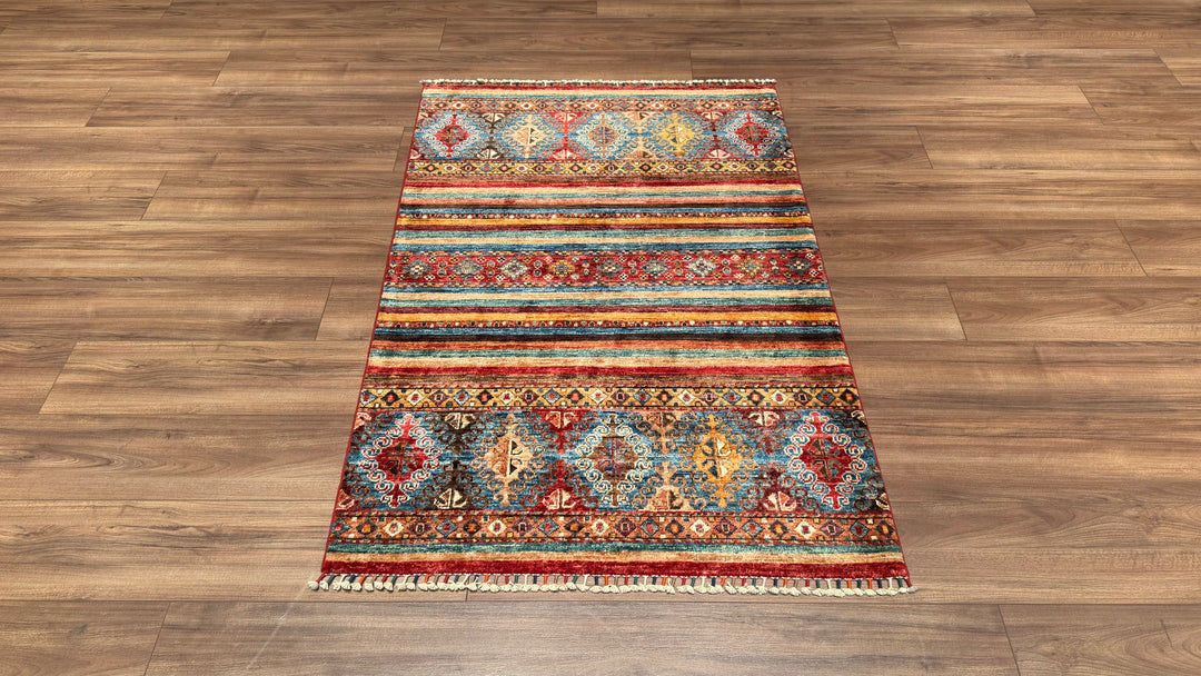 Khorjin Orjinal El Dokuması Multi Kök Boya Yün Halı 100x149 1.49 Metrekare - 3x5 ft