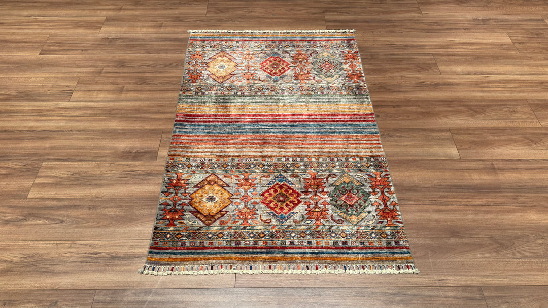 Khorjin Original Hand Woven Multi Vegetable Dyed Wool Carpet 0.99x145 1.44 Square Meters - 3x5 ft