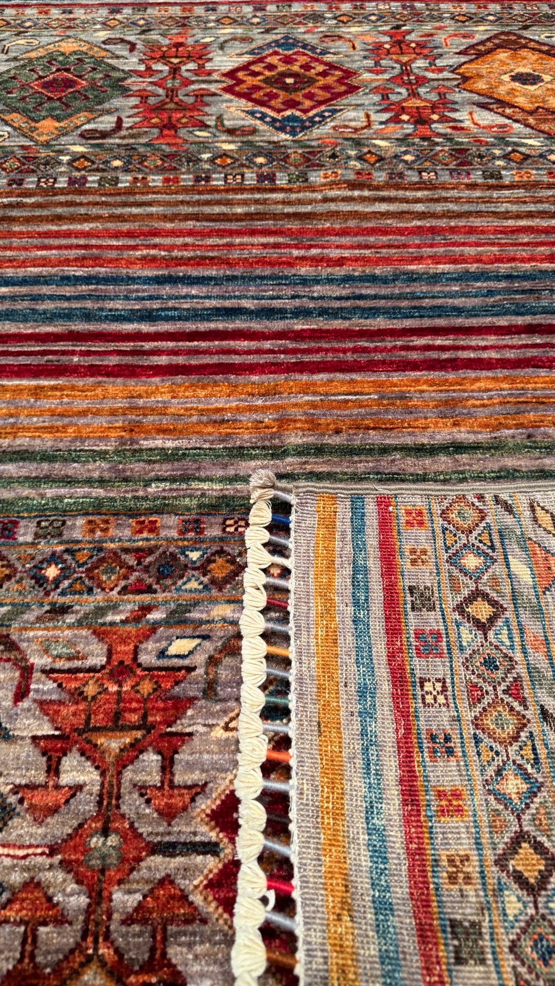 Khorjin Original Hand Woven Multi Vegetable Dyed Wool Carpet 0.99x145 1.44 Square Meters - 3x5 ft