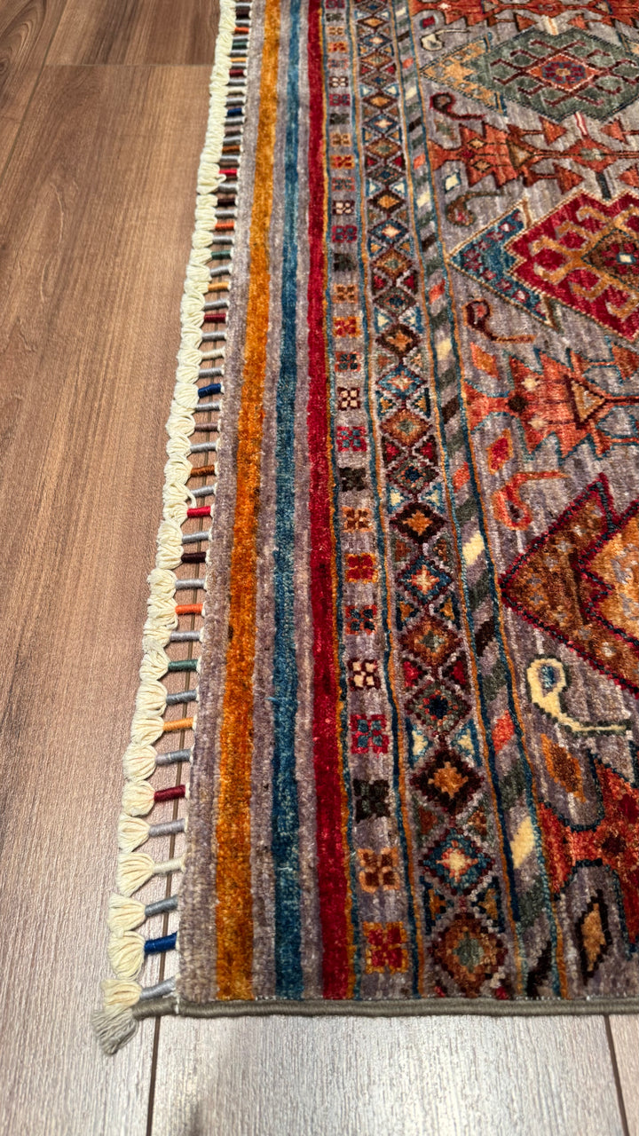 Khorjin Original Hand Woven Multi Vegetable Dyed Wool Carpet 0.99x145 1.44 Square Meters - 3x5 ft