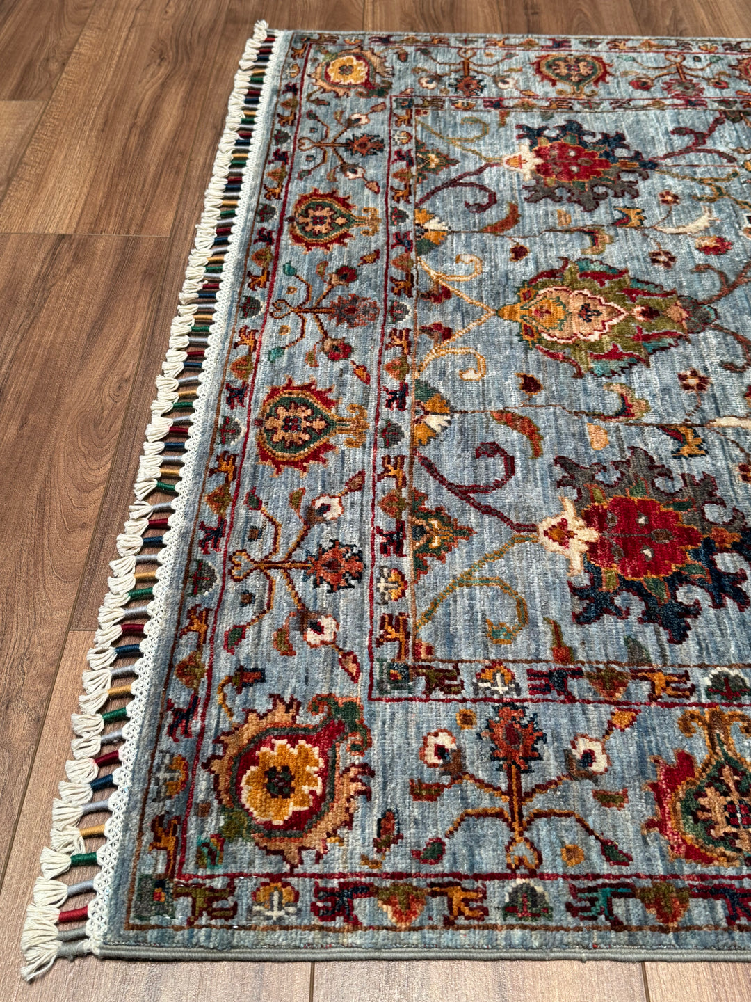 سجادة سلطاني بينبيرجيسي الأصلية المصنوعة يدويًا من الصوف الرمادي المصبوغ بالجذور 120 × 183 سم 2.20 متر مربع - 4 × 6 قدم 