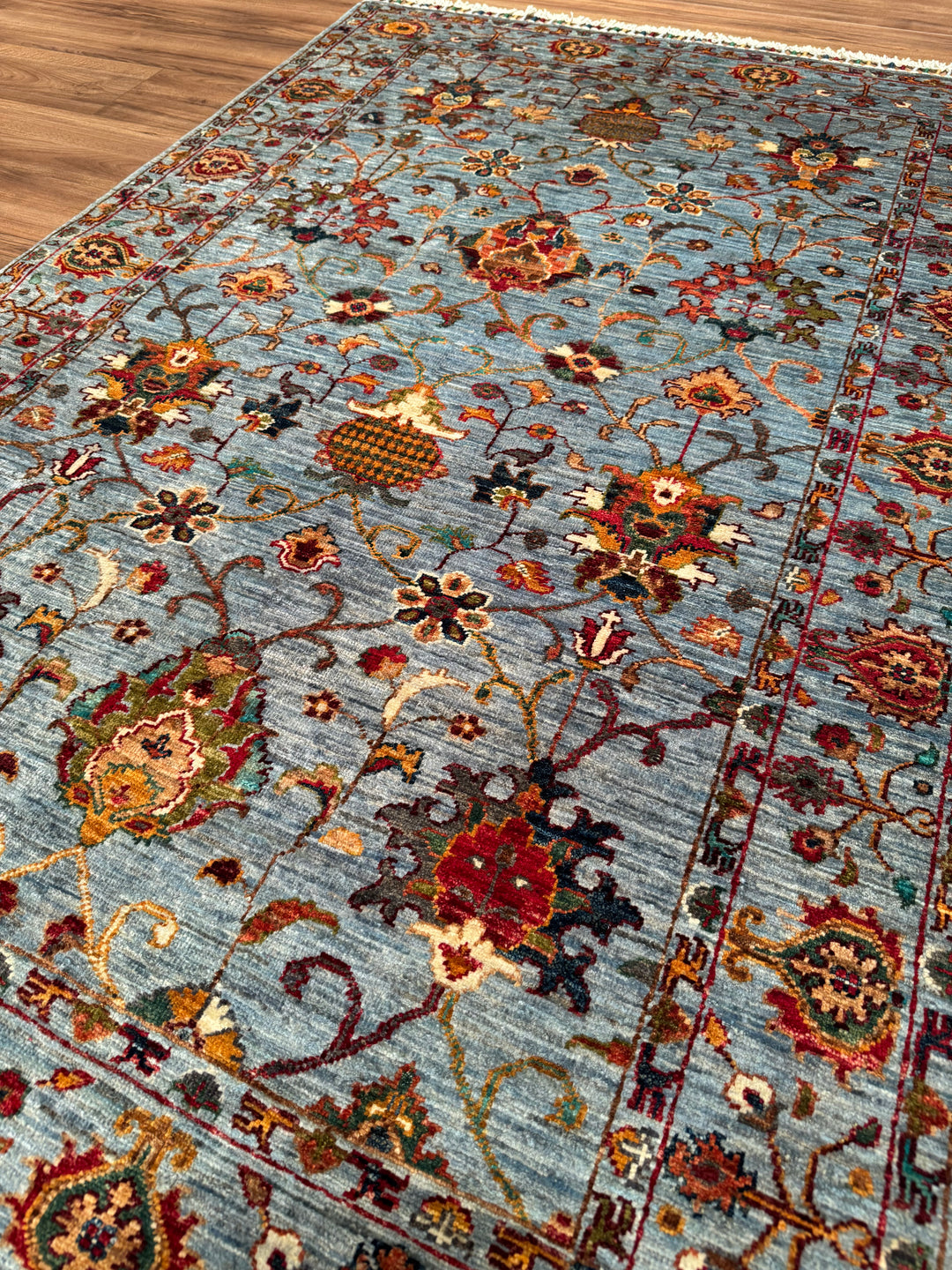 سجادة سلطاني بينبيرجيسي الأصلية المصنوعة يدويًا من الصوف الرمادي المصبوغ بالجذور 120 × 183 سم 2.20 متر مربع - 4 × 6 قدم 