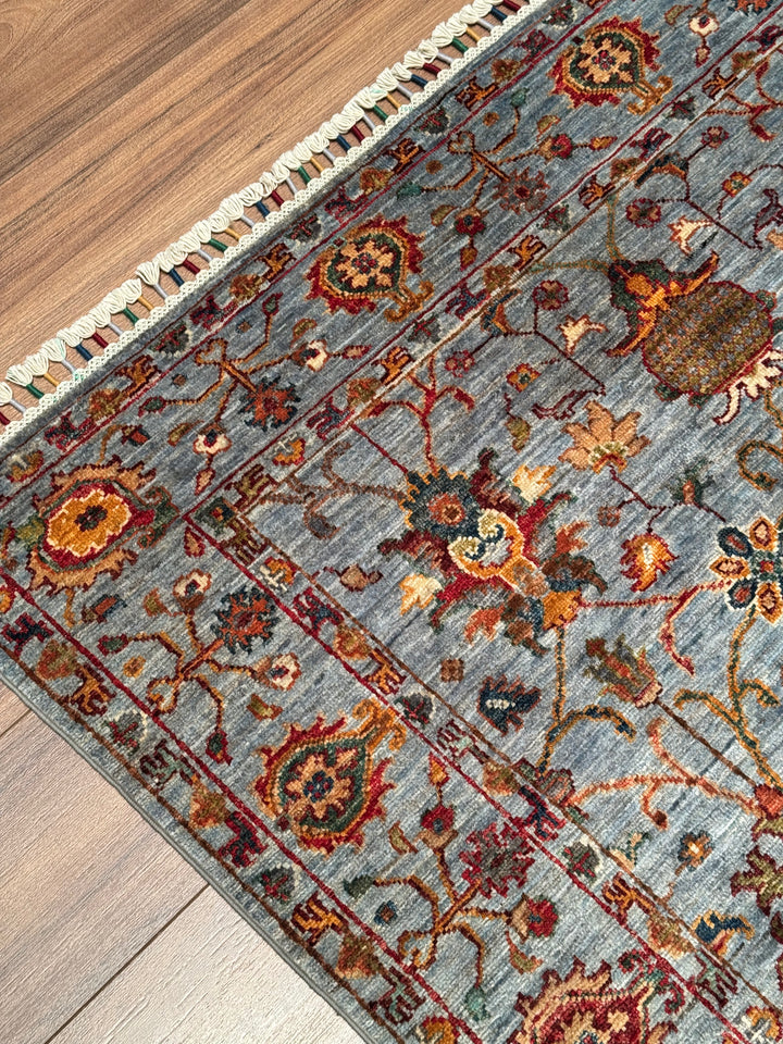 سجادة سلطاني بينبيرجيسي الأصلية المصنوعة يدويًا من الصوف الرمادي المصبوغ بالجذور 120 × 183 سم 2.20 متر مربع - 4 × 6 قدم 